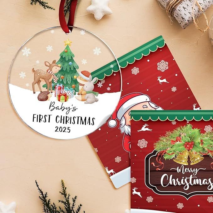 Baby's First Christmas Ornament 2025 - Acrylic Baby Ornaments for Christmas Tree - Baby's First for New Parents, Family, Baby Boy Or Baby Girl - Christmas Tree Hanging Decorations