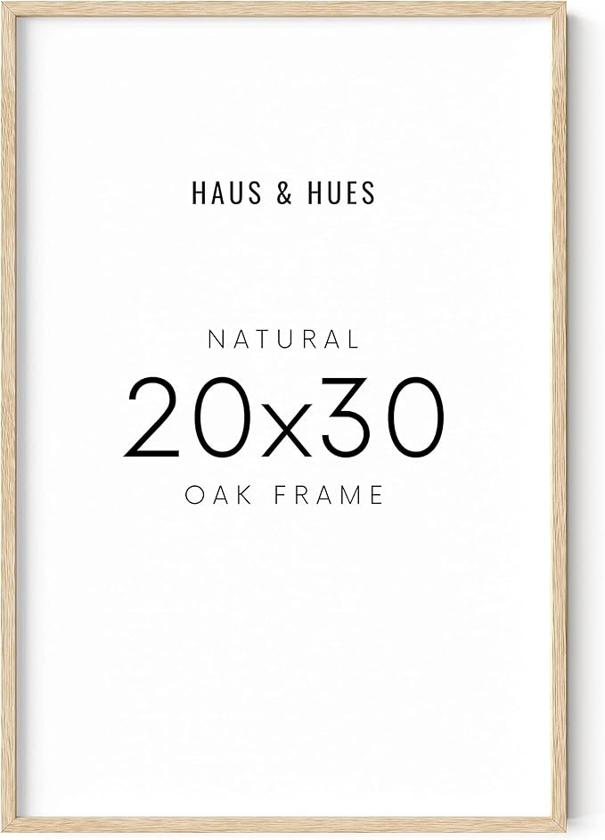 HAUS AND HUES Picture Frame, 20 x 30 inches, Beige Wood, Poster Frame, Natural Finish, Lightweight, for Horizontal and Vertical Wall Mount