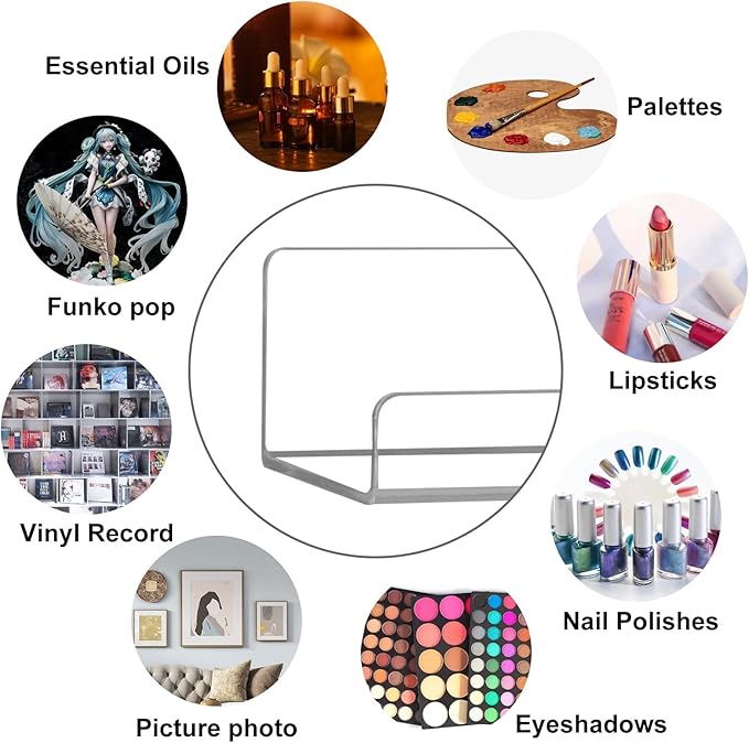 6 Pack Clear Acrylic Floating Shelves for Wall, 15'' Plastic Wall Mounted Display Shelf Kids Bookshelf and Spice Organizer for Bedroom, Living Room, Kitchen, Bathroom, Office