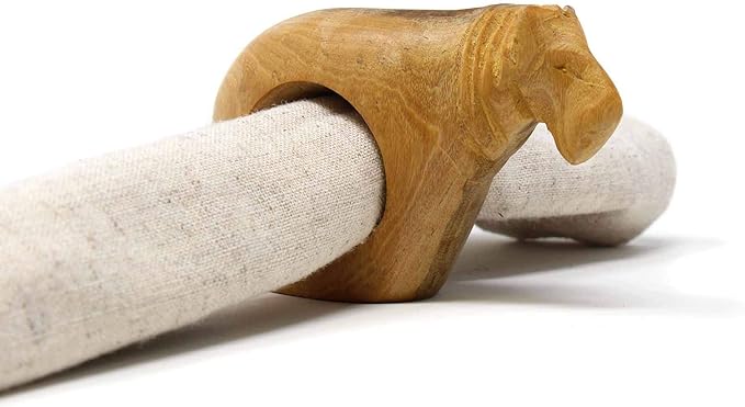 Handcarved Mahogany Wooden Napkin Ring Holders, Lion, Set of 6 (KWF012_L)