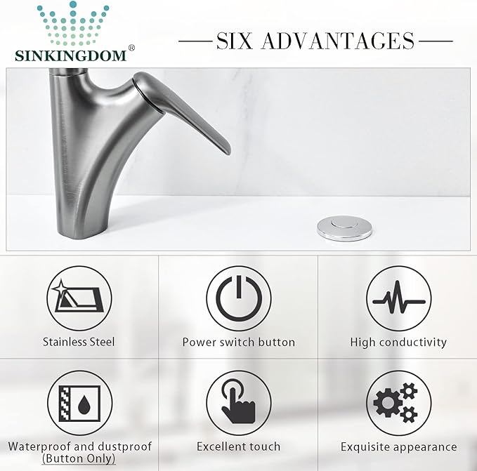 Garbage Disposal SinkTop Air Switch Kit with Stainless Steel Button,Chrome