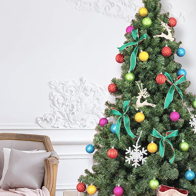 Every Day is Christmas Ornaments, Shatterproof Christmas Tree Ornament Set, Christmas Balls Decoration 50 Count (2.24"/57mm, Textured Rainbow)