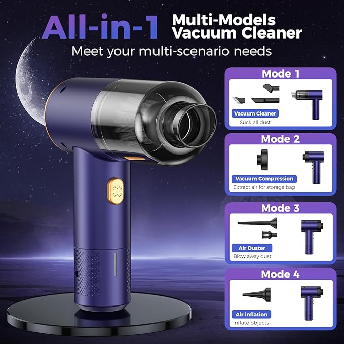 Handheld Car Vacuum Portable Cordless,18000PA High Power Vacuum Cleaner with Brushless Motor,7 in 1 Mini Hand Held Vacuum Rechargeable AirDuster/Blower for Car,Home,Office,Pet