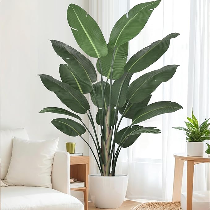8ft Tall Bird of Paradise Artificial Tree (94 Inch) with Large Trunks and Realistic Leaves Big Faux Floor Potted Plants Fake Silk Plants for Home Office Living Room Decor Indoor (8feet,1pack)