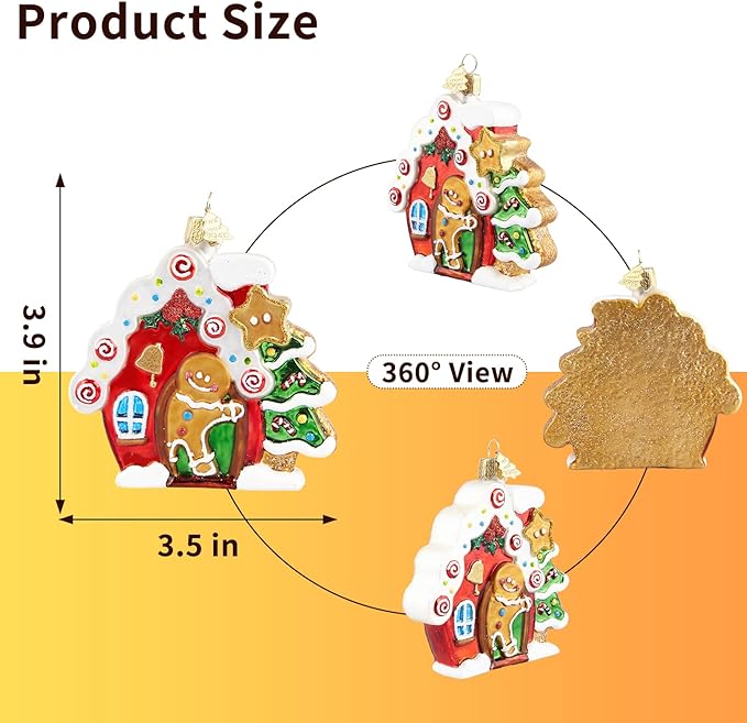 Gingerbread Christmas Ornaments for Tree,Hand-Blown Glass Ornament,Gingerbread Collection Figurine Hanging Ornaments,Christmas Tree Decorations for Gingerbread Lovers Holiday Birthday Party Gifts