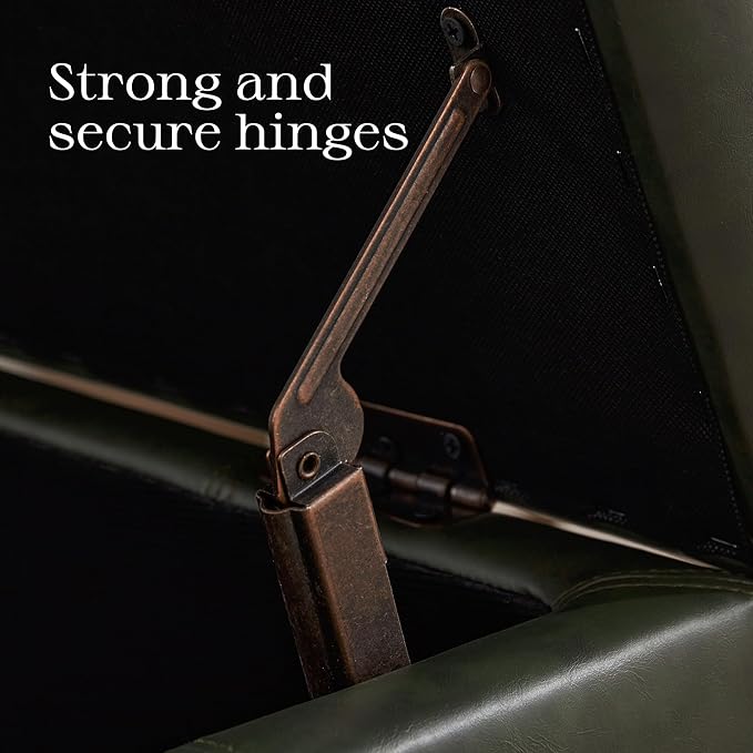 HUIMO Square Leather Storage Ottoman,Ottoman Coffee Table with Storage for Living Room (Vintagegreen)