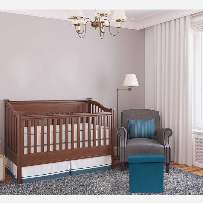 Sorbus Folding Ottoman - Foot Rest Cube, Bedroom Bench, Coffee Table, Shoe Storage, Foot Stool, Pouf - Teal Blue Suede Velvet