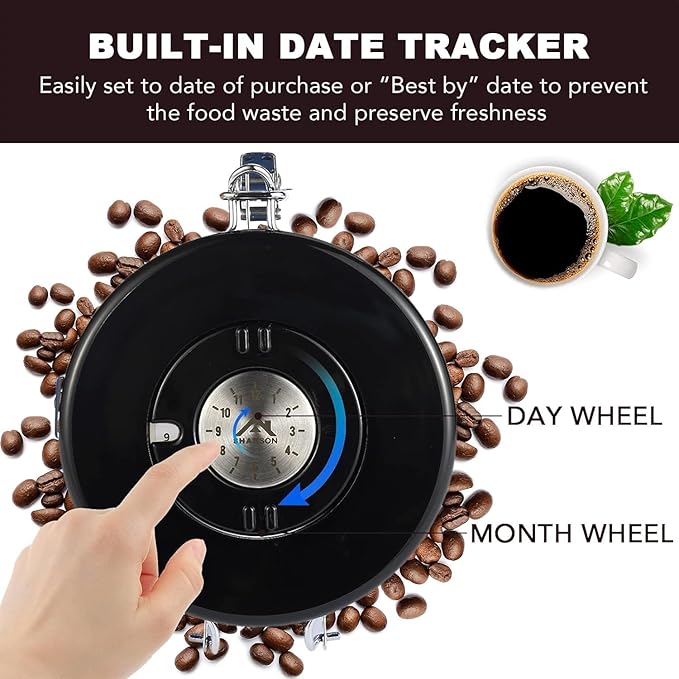 ShanSon Coffee Canister Airtight Coffee Container Stainless Steel Coffee Bean Storage Container with Scoop Coffee Canister for Beans Grounds Sugar Flour Tea Cereal,11OZ, Black