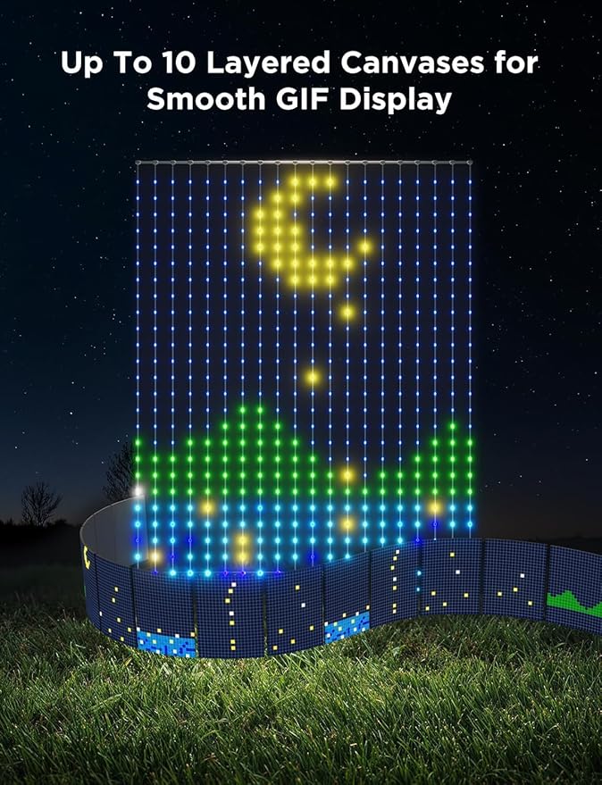 Govee Curtain Lights 2, 520 LEDs, Smart LED Curtain Light with DIY GIF AIGC, Non-Splicable, RGBIC Color Changing Holiday Lights for Indoor Outdoor Bedroom Window Decor, IP65 Waterproof, 4.9×6.6ft