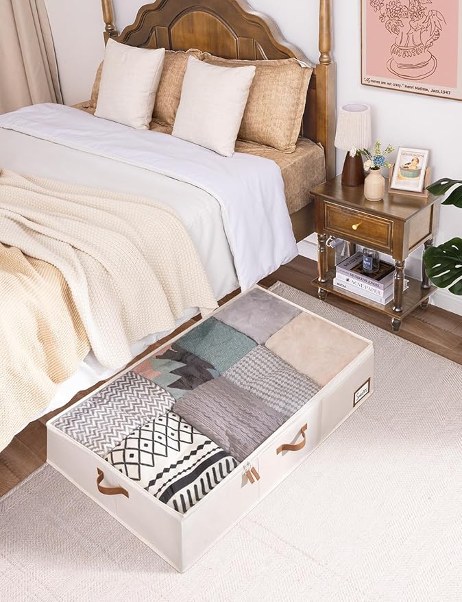 StorageWorks 117L Under Bed Storage Containers with Handles and Label Holder, 2 Pack Ultra-thick Fabric Underbed Bins, Closet Organizer for Clothes, Blankets, Sweater