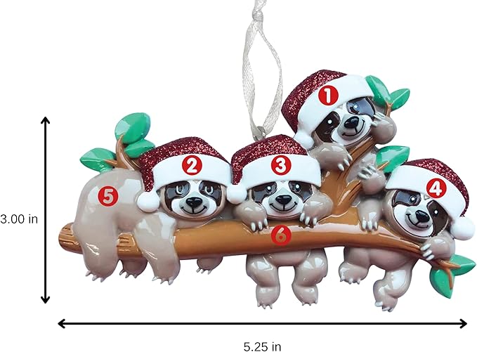 2025 Family Christmas Ornament – Personalized Ornament for Families – Custom Sloth Family Ornament – Holiday Tree Decoration Keepsake Gift (Family of 4)