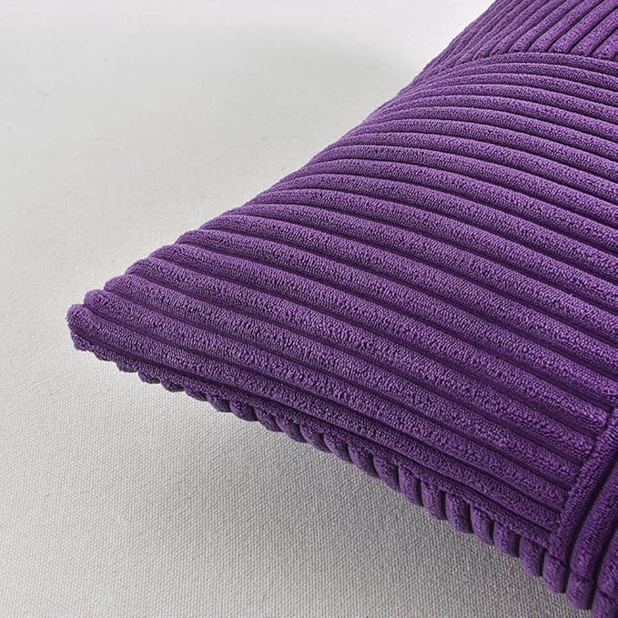 Fancy Homi 2 Packs Purple Decorative Throw Pillow Covers 20x20 Inch for Living Room Couch Bed, Farmhouse Boho Home Decor, Soft Corss Corduroy Patchwork Accent Square Cushion Case 50x50 cm