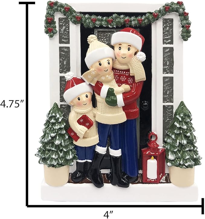 3D Welcoming Family of 3 Christmas Ornament 2025 Personalized Family Christmas Ornaments 2025 | Doorway Home Keepsake Personalized Tree Ornaments Customizable Gifts Winter Sweaters of Three Ornament