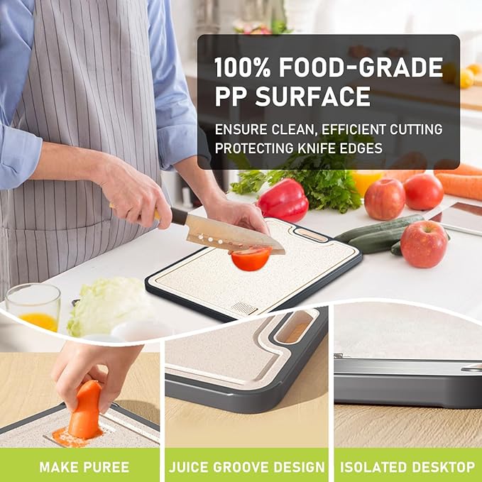 FIRE HIVE Kitchen Stainless Steel Cutting Board,Double-Sided Multi-Functional Cutting Boards,Large Cutting Board Made of Stainless Steel & Platycodon, 16*11 inches Safe Kitchen Cleaning Cutting Boards