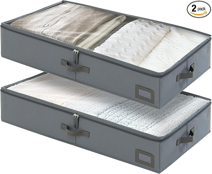 6-Inch Under Bed Organizer, Under Bed Storage Container, Under Crib/Couch Storage, Underbed Storage Box for Seasonal Clothing, Sweaters, Shoes, Blankets, Wrapping Paper & Toys 33" L×17" W×6" H