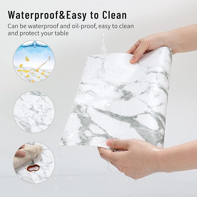 Faux Leather Placemats Set of 6,Heat Resistant Placemats for Dining Table, Easy Clean Non-Slip Place Mats, Waterproof Stain Resistant Wipeable Washable PU Table Mats, (Marble)