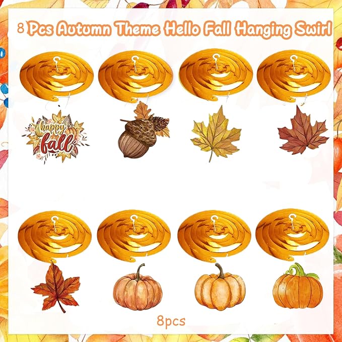 Fall Party Decorations/Happy Fall Banner with Maple Leaves Garland Fall Thanksgiving Day Decorations with Hanging Leaf Swirls, Maple Leaf Garland, Pumpkin Acorn Autumn Theme Party Decor Bunting