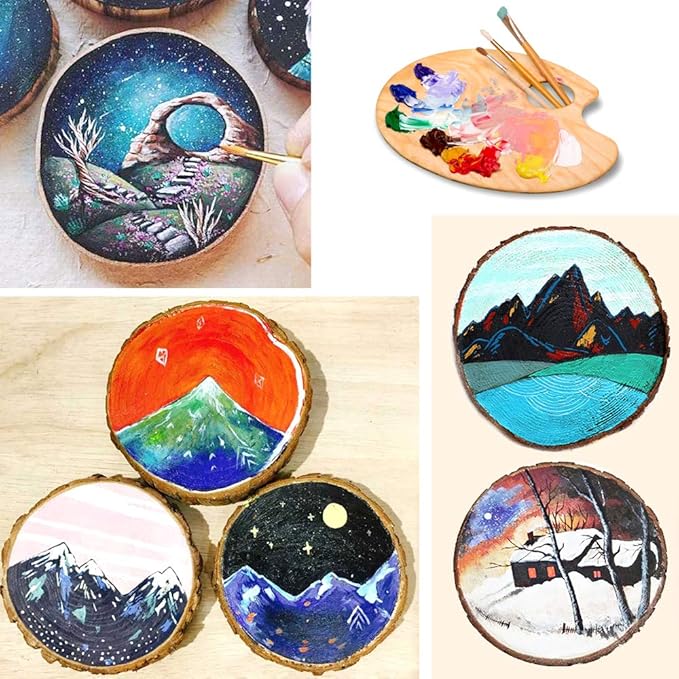 100 Pieces 2.4"-2.8" Natural Wooden Slices, Colovis Unfinished Wood Circles with Holes Tree Bark Round Log Discs DIY Crafts Hanging Ornaments (2.4"-2.8" 100Pcs, Natural)