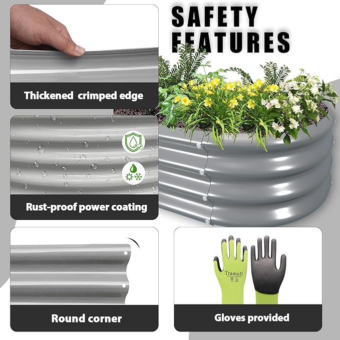 2 Pack 8x3x1FT Galvanized Raised Garden Bed Large Metal Planter Box Kit Elevated Raised Garden Planters for Outdoor Plants, Gray