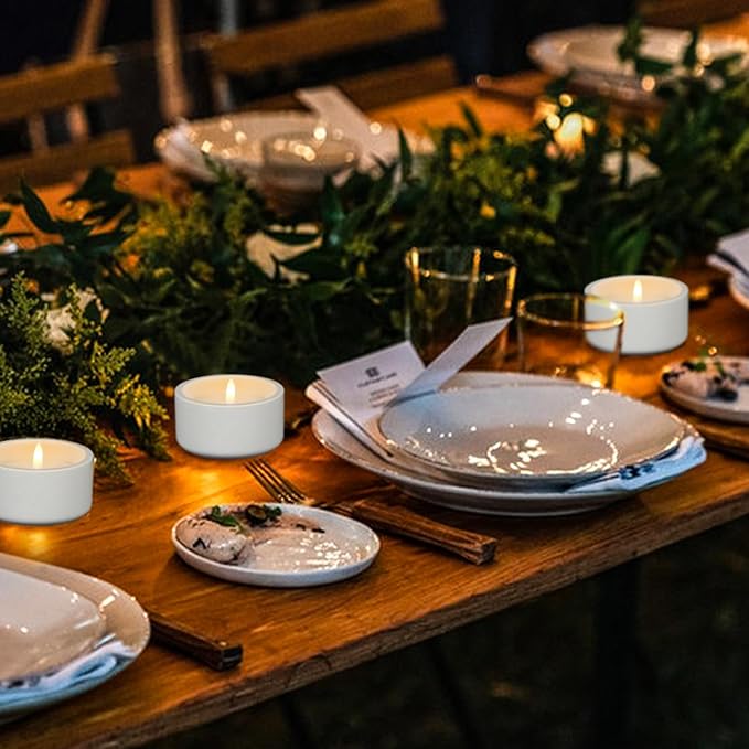 GenSwin White Flameless Pillar Candles with Timer, 2 Pack LED Flickering Candles with Concrete Holder and Real Wax Imitate Scented Candle Shaped for Wedding Homer Decor