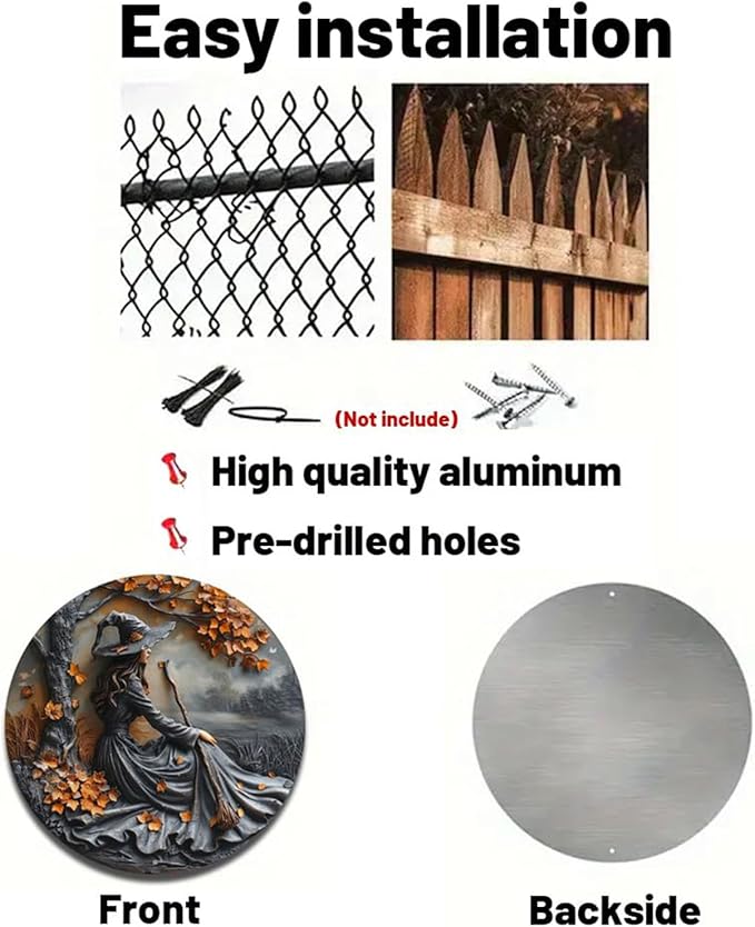 Fanyil/Olygee/Sherum/Shirem/Pubyfun/Glosrity/Libilin/Graddi/Solymody/Gowebs/Goredny/Vianys Witching Hour, Door Way Hanging Decor Halloween, 2D Wooden Round Witches Sign (A, ‎7.87")