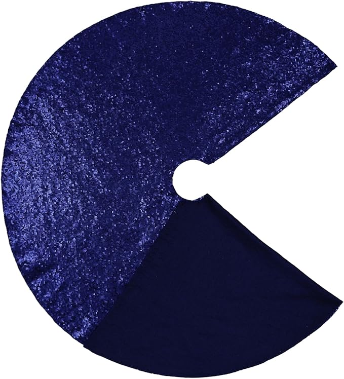 Eternal Beauty Christmas Tree Skirt, 50 Inch Navy Blue Sequin Tree Skirt Small Xmas Tree Skirt for Christmas Tree Decorations