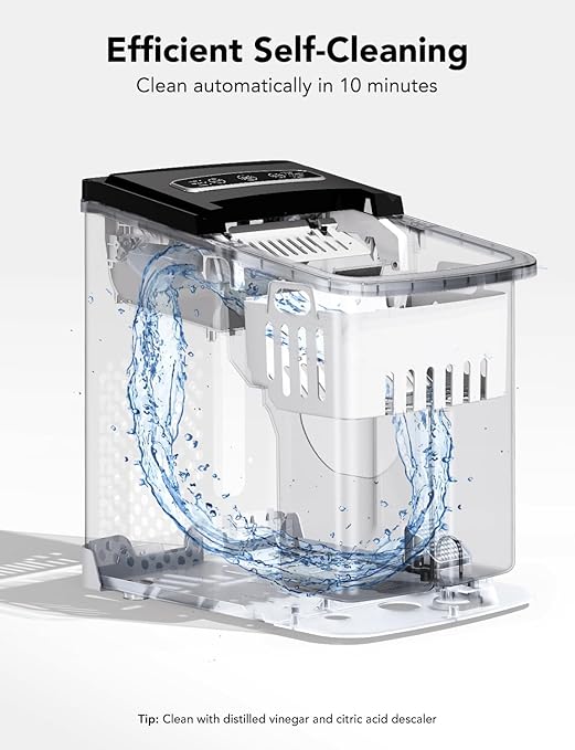 GoveeLife Smart Countertop Ice Makers, Portable Ice Maker Machine with Self-Cleaning, 6 Mins 9 Bullet Ice, 26lbs/24Hrs, Voice Remote for Home Kitchen Party Camping, with Ice Scoop Stainless Silver