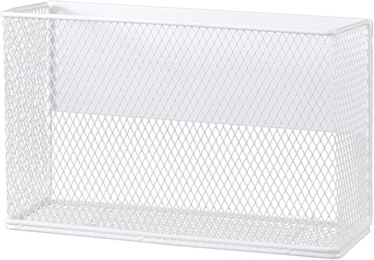 Magnetic Basket Organizer Holder for Fridge Magnetic Storage Bin Box Containers, White Magnetic Locker Organizer Holder for Kitchen Storage, Magazine, Whiteboard,10" × 3.34" ×5.9"
