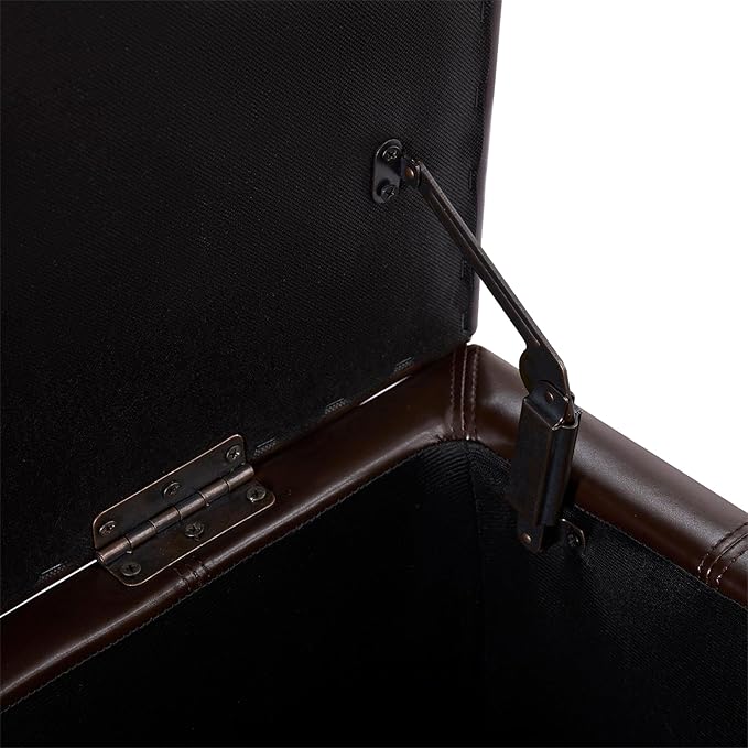 HUIMO Square Leather Storage Ottoman,Ottoman Coffee Table with Storage for Living Room (Brown)