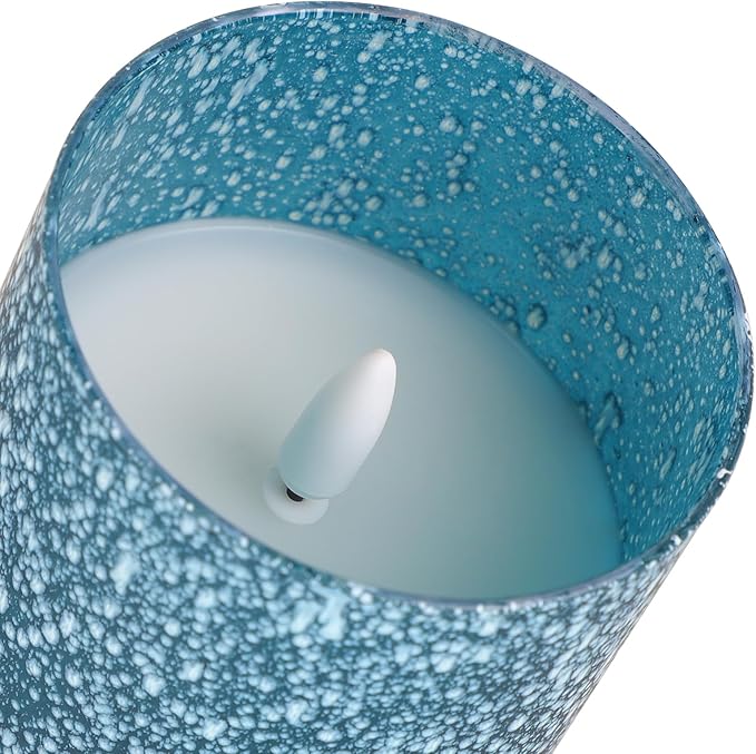 Flameless Candles with Remote - Battery Operated Candles with Timer, Flickering Real Wax LED Pillar Christmas Candles for Wedding, Table, Home Decorations (Blue, Set of 3)