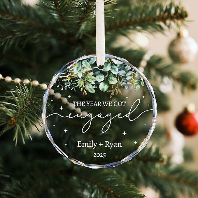 Engagement Gifts for Couples - Personalized Gift for Newly Engaged Couples, Women, Fiance, Her - Bride to Be Gifts, Just Engaged Ornament 2025 - Engagement Party Decorations