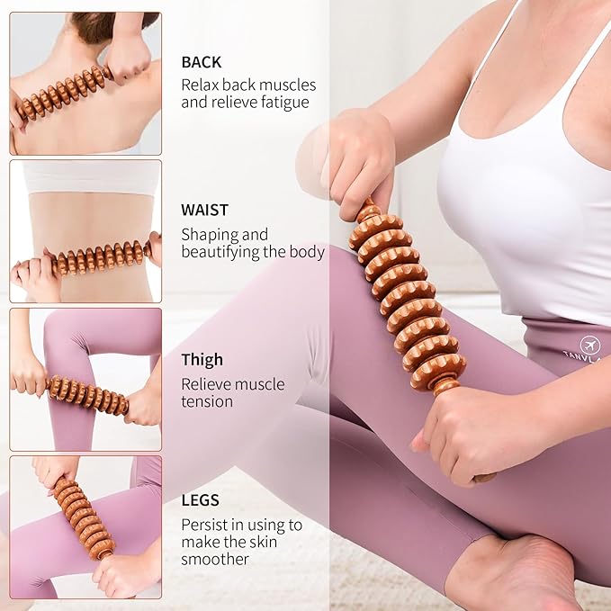 3-in-1 Wood Therapy Massage Tools Wooden Lymphatic Drainage Massager Maderoterapia Kit, Anti Cellulite Complete Body Sculpting Tools for Muscle Pain Relief, Body Contouring and Shaping