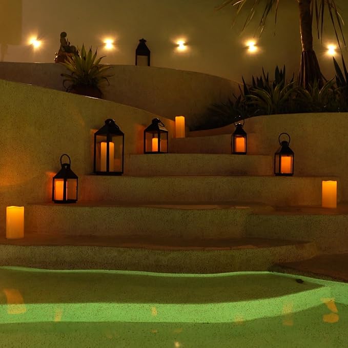 Amagic 3" x 6" Waterproof Outdoor Flameless Candles, Battery Operated Candles with Remote and Timer, Flickering LED Pillar Candle for Outside Patio Garden and Indoor Home Decor, Ivory, Set of 2
