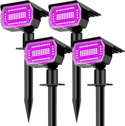 nipify 4 Pack Solar Spot Lights Outdoor, Solar Powered Waterproof Spotlight, Landscape Lighting for Outside Yard Garden Pathway,Purple
