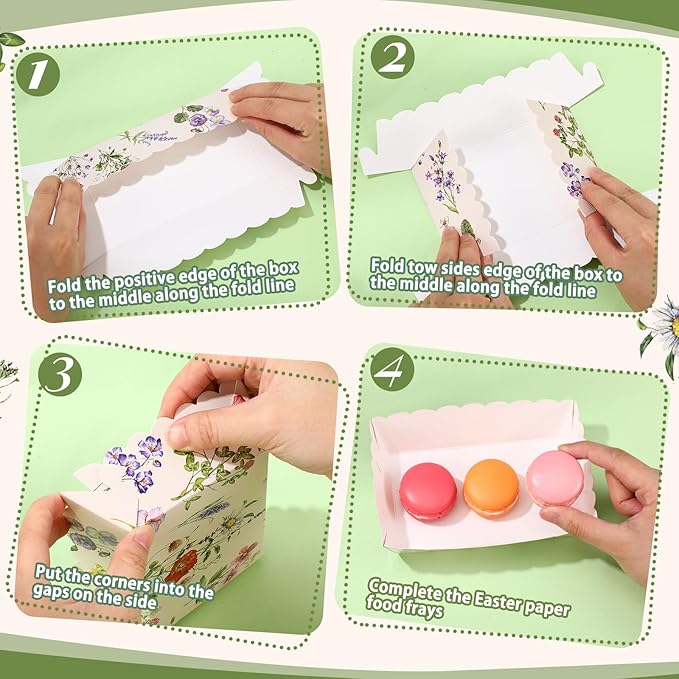 48 Pcs Wildflower Paper Food Trays Vintage Floral Nacho Boat Trays Disposable Snack Holder for Spring Birthday Flower Party Baby Shower Bridal Wedding Supplies