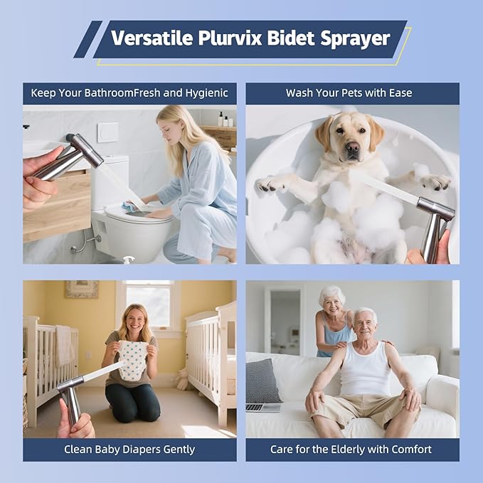 Handheld Bidet Sprayer for Toilet - Bidets for Existing Toilets Adjustable Water Pressure with Bidet Hose for Feminine Wash, Stainless Steel Muslim Shower Jet Spray for Toilet