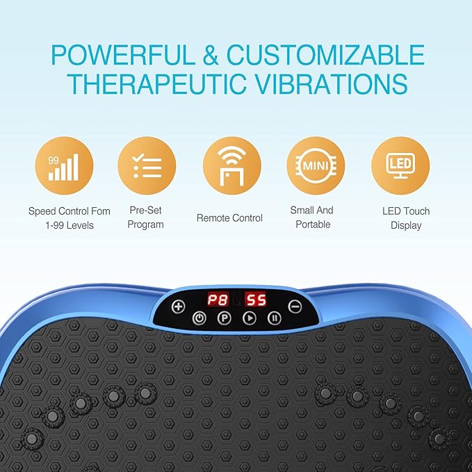 AXV Vibration Plate Exercise Machine Whole Body Workout Portable Mini Vibrate Fitness Platform Lymphatic Drainage Machine for Weight Loss Shaping Toning Wellness Home Gyms Workout (Mini)