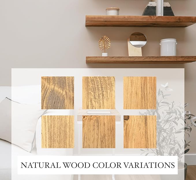 Rustic Shelves with J-Brackets Set of 2, Industrial Shelf, Kitchen Shelves, Solid Wood, Decorative Wall Storage, Heavy Duty, URBANDI (Brown, 36Wx10D)