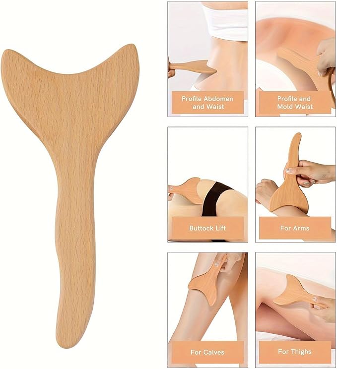 7-in-1 Lymphatic Drainage Massager Set，Wood Therapy & Cellulite Massager Tools for Gua Sha, Full Body Meridian Detox (Face/Head/Waist/Legs)，Maderotherapie Outils for Body Sculpting, lymphatic roller