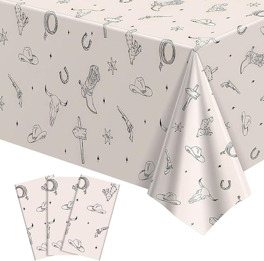 3 Pack Western Cowboy Party Decorations Tablecloth, 54 X 108Inch Rodeo Table Covers Disposable Cowboy Table Cloth Waterproof Tables Cover for Western Rodeo Birthday Party Decor