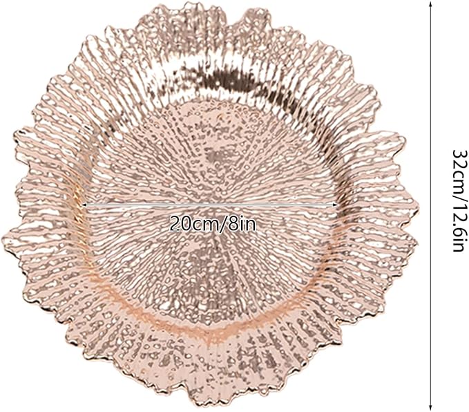Antique Charger Plates Set 13'' Round Embossed Dinner Plate Chargers Plastic Elegant Floral Plates for Dinner Wedding Party Event Table Kitchen Decoration 24PCS (Rose 24Pcs)