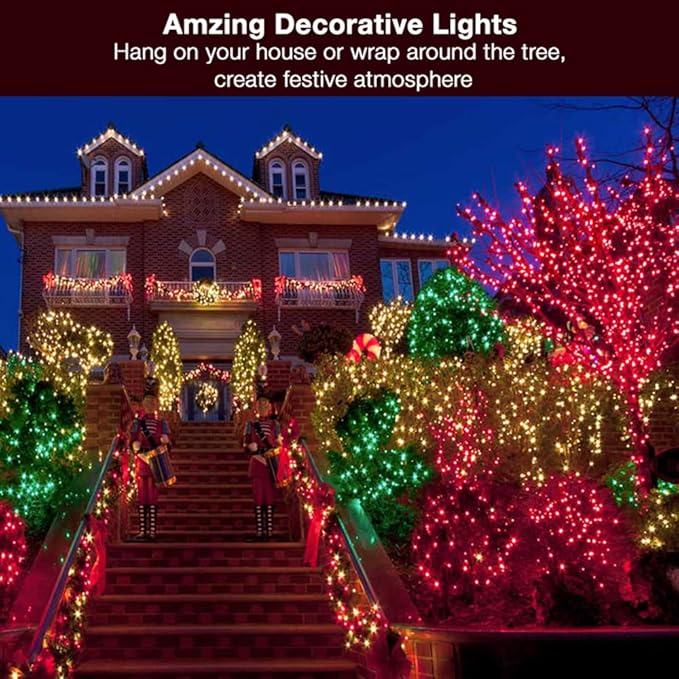 BrizLabs Red Christmas String Lights, 69.6ft 300 Count Christmas Lights, 120V UL Certified Connectable Incandescent Mini String Lights Indoor Outdoor for Xmas Tree Garden Patio Decor