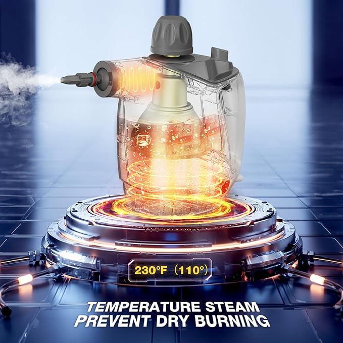 Handheld Steam Cleaner, Steam Cleaner with 16 PCS Accessory & Safety Lock, 500ML Large Capacity Natural Surface Steam for Cleaning, Multipurpose Steamer for Home, Car, Bathroom, Grease (White)