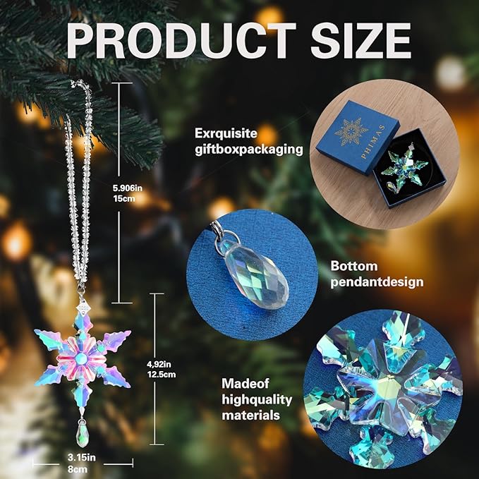 2025 Annual Christmas Ornaments Crystal Snowflake Star - Christmas Tree Ornaments Pendant Sun Catcher Home Hanging Decor (2025 Colored Crystal 2 Layers)
