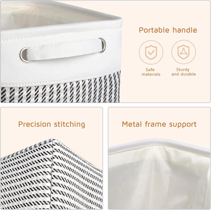 Kntiwiwo Foldable Storage Bin Collapsible Basket 12" x 10" x 9.5" Cube Storage Organizer Bins with Dual Carry Handles for Home Closet Shelves Drawers Organizer, Set of 3, Houndstooth