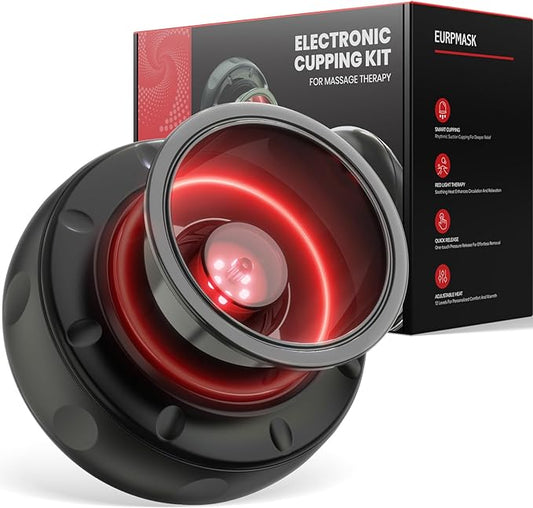 5-in-1 Electric Cupping Kit for Massage Therapy with Red Light Therapy - 24 Levels of Adjustable Suction & Heat, Portable Cupping Therapy Set for Back Pain Relief & Neck Muscle Soreness