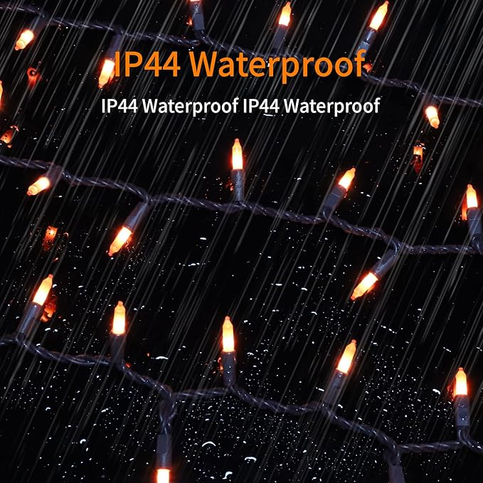 Halloween Lights, 300 Count Brown Wire Incandescent Christmas Mini Lights, 120 V High-Voltage UL CertifiedLight String Connectable, for Indoor Outdoor Patio Tree Party Home Decor, Orange