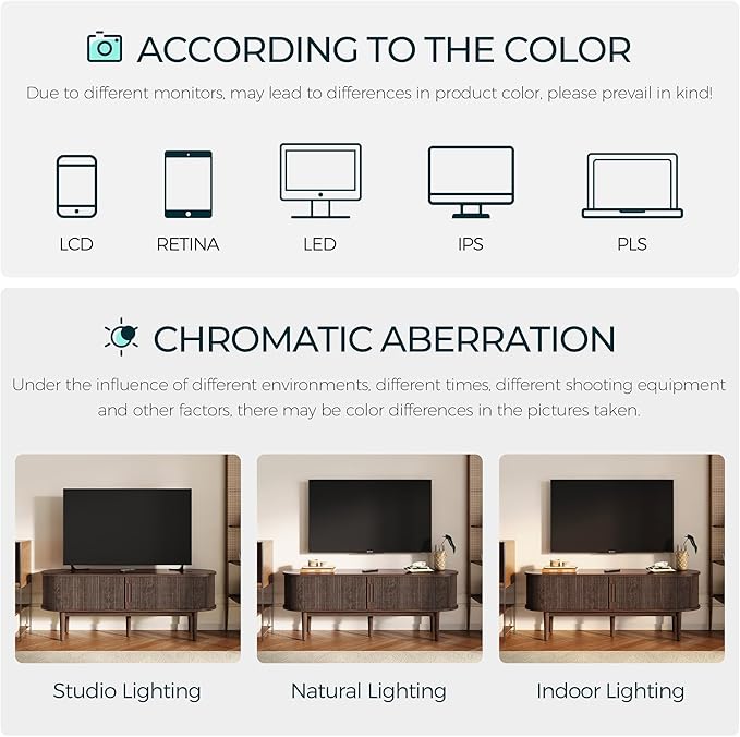 LINSY HOME TV Stand for 65" TV, Mid-Century Modern 58" Entertainment Center with Sliding Tambour Door and Storage Cabinet, Cruved TV Media Console Table for Living Room, Bedroom, Walnut
