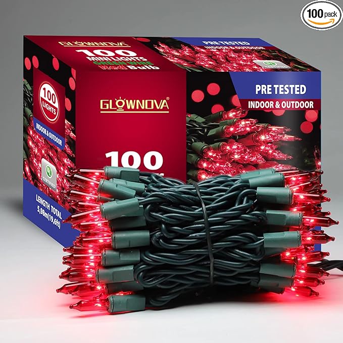 Green Wire,Red,Incandescent Bulb 100 Mini String Lights for Indoor Christmas Tree Garland Birthday Wedding Party Festival Decoration
