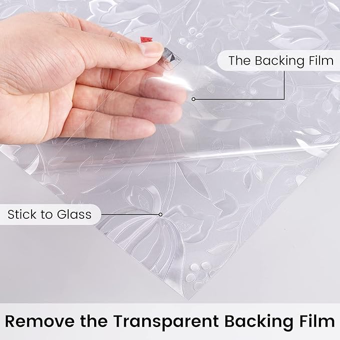 DOWELL Window Privacy Film, 3D Stained Glass Rainbow Films, Decorative Window Vinyl Sun Blocker Door Covering, Static Cling Non-Adhesive Glass Sticker for Home, Blooming Flowers, 23.6"x78.7"